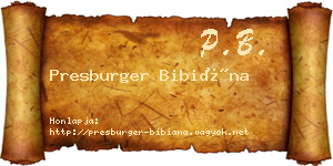 Presburger Bibiána névjegykártya
